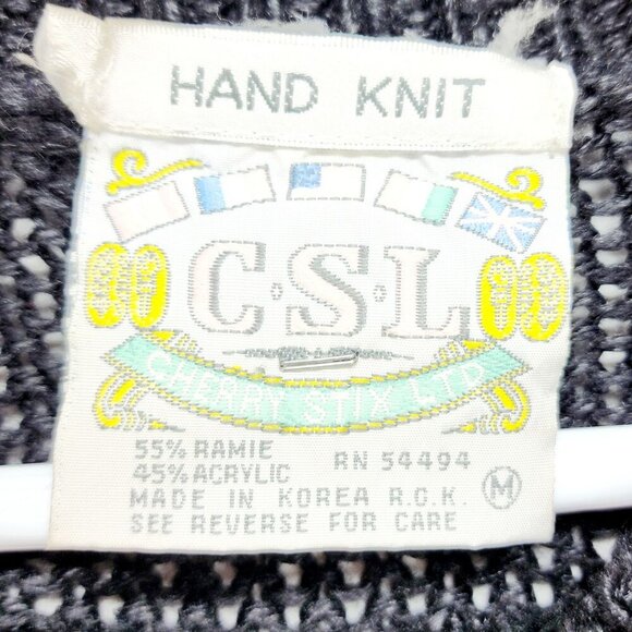 CSL Women's Christmas Sweater Hand Knit Embroidered Cherry Stix Size M black - Picture 4 of 9